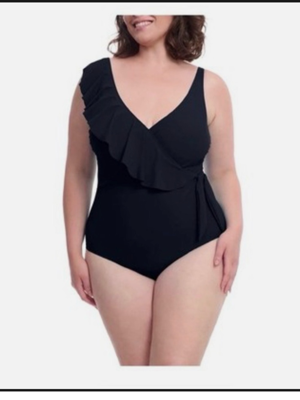 Profile by gottex Ruffled One-Piece Swimsuit in Black size 16